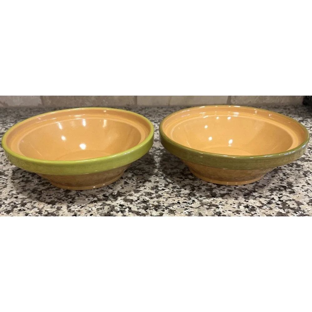 Set Of 2 Val Do Sol Made in Portugal Serving Bowls Golden Yellow Green